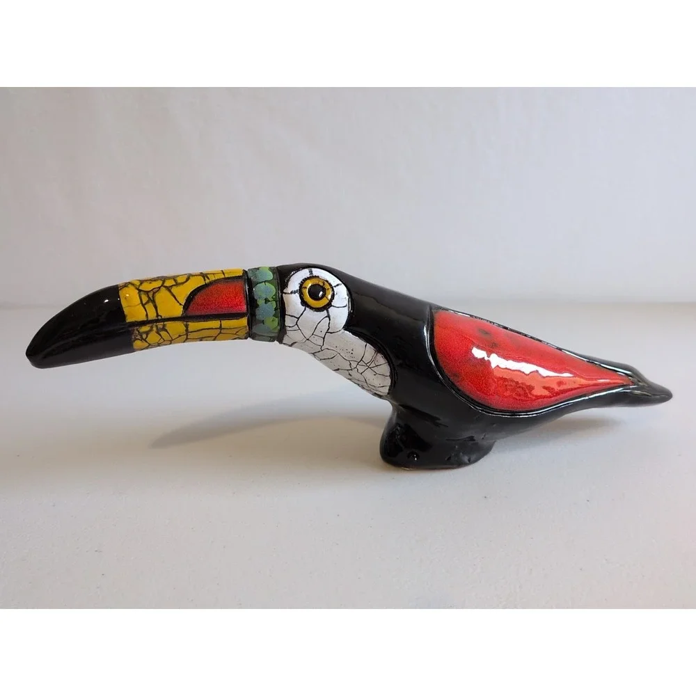 Vintage Multicolored Brazilian Ceramic Toucan Wall Hanger 11